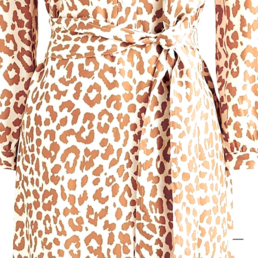 J CREW TIE-WAIST SHIRTDRESS BROWN CREAM LEOPARD PRINT LONG SILHOUETTE SIZE 8 - Picture 7 of 14
